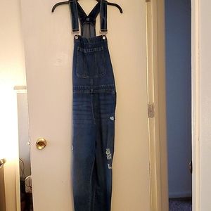 Destructed Denim Overalls